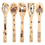 Sxutop 5 Stück Weihnachts Bambus Pfannenwender Set Bambus Küchenutensilien...