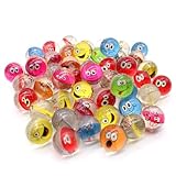 Senvianda 50 Stück Flummis 32mm, Verschiedene Smiley Gesichter, Flummies für...