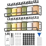 AHOMSEL Gewürzregal mit 12 Gläsern und Etiketten bohrfrei für Wand,...