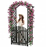 Melko Rosenbogen aus Holz Schwarz Rankgitter Laubengang Torbogen mit Tor...