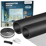YANGTE Fliegengitter für Fenster-2 Stück 150 x 180cm Schwarz Insektenschutz...