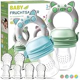 Fruchtsauger Baby ab 3 Monate- 2 Stück Zahnungshilfe + 6 Ersatz-Sauger in 3...