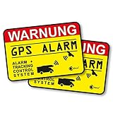 2er Set Hinweis-Aufkleber GPS Alarm Tracking System I 6 x 4 cm außenklebend I...