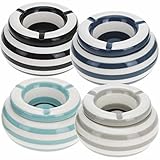 LS-LebenStil XXL Sturmaschenbecher 14x9cm Maritim Blau Weiß Welle Streifen...