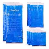 Relaxdays Kühlpads Gel im 8er Set, Erste Hilfe, wiederverwendbar, 3 Größen,...