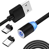 Retoo Ladekabel Magnetisches mit Nylongeflecht, 1M Universal 3 in 1 Schnellladen...