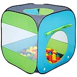 LittleTom Bällebad Kinderzelt für Drinnen & Draußen - 90x90x90 Baby Spielecke...