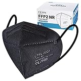 Nufasion 20 Stück FFP2 Masken Schwarz CE0598 Zertifizierung Mundschutz FFP2...