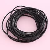 YIEUR 5m geflochtene Lederschnur, Schwarz Leather Cord Chain, 3mm runde...