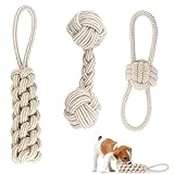 3 Stück Hundespielzeug Seil, Zerrspielzeug für Hunde aus Natürlicher...