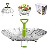 BangShou Edelstahl Dampfgarer, Einstellbar Dünsteinsatz mit ausziehbarem Griff...