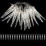 LED Eiszapfen Lichterkette Weihnachten Lichtervorhang Weihnachtsbeleuchtung 20...
