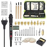 Lötkolben Set LCD, Brandmalerei 80W Pyrographie-Tipps Schablonen Farbstifte...