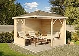 Alpholz 5-Eck Gartenlaube Maik-28 aus Massiv-Holz, Gartenhaus mit 28 mm...