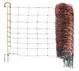 VOSS.farming 50m Elektrozaun-Netz, Schafzaun, Schafnetz, 90cm, 2 Spitzen, orange