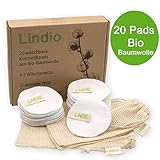 Lindio [20x] waschbare Abschminkpads aus BIO Baumwolle, 2 Wäschenetze,...
