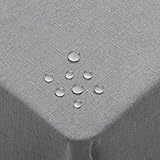 Homaxy Leinendeckeoptik Tischdecke Abwaschbar Eckig 100x140cm, Tischtuch...