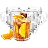 KONZEPT Teegläser mit Henkel Set 6er, 350 ml, geriffelte, ideal als...