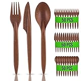 RAGO® Wiederverwendbaren Besteck Set 150 Stück Umweltfreundlich aus WPC I 50...