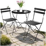 tectake® Gartenmöbel Bistro Set aus Gartentisch mit Stühlen, Balkonmöbel...