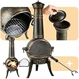 tectake® Vintage Outdoor Terrassenofen, Gartenofen aus Gusseisen, Raketenofen,...