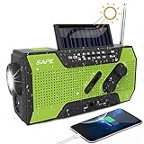 Solar Radio, Kurbelradio AM/FM Wiederaufladbare Dynamo Radio Wasserdicht LED...