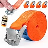INTAKO Spanngurte mit Klemmschloss 25 mm x 250 kg - 4 Stück - DIN EN 12195-2 -...