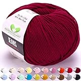 MeriWoolArt® Burgunderrot Baumwollgarn zum Stricken und Häkeln, Textilgarn,...