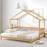 Merax Hausbett 200x180cm, Kinderbett Funktionsbett mit Rausfallschutz und...