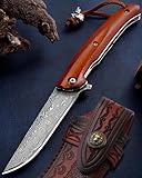 Omesio Damast Klappmesser, 67 Lagen VG10-Stahl, Edler Holzgriff, Geschenkbox &...