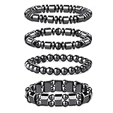 Milacolato 4 Stücke Magnetarmband Herren Damen Hämatit Magnet Perlen Armband...