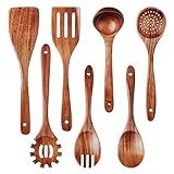 Homikit Küchenhelfer Set aus Holz, 7 Stück Küchenutensilien Kochlöffel Holz...
