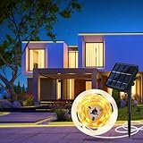 Aitesuo Solar LED Strip 5m, Warmweiß 2700K Solarbetriebene LED Streifen Außen,...