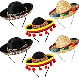 LUKIUP Set von 6 Mexikanische Sombrero Hüte für Herren & Damen – Bunte...