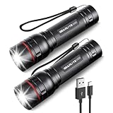 GEARLITE LED Mini Taschenlampe Aufladbar, 2000 Lumen LED Taschenlampe Extrem...