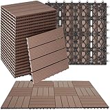 tectake® WPC Holzfliesen, Holzoptik Fliesen wetterfest, Bodenbelag für...