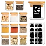 ComSaf Gewürzgläser mit Etiketten 120 ml 12 Stück, Gewürz Organizer Eckig...