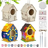 Kayqbonke 4 Stück Vogelhaus Bausatz für Kinder, DIY Holz Vogelhaus zum Bemalen...