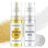 Essbarer Glitzer Spray Gold & Weiß, Wwtop 2 Farben set Lebensmittel Glitzer...