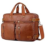 Herren PU Leder Aktentasche Rucksack Hybrid 17 Zoll Laptoptasche Messenger Bag...