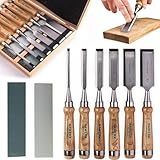 HAWERK Stemmeisen Stechbeitel Set für Holz | Meißel für Holzbearbeitung, 6...