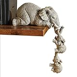 LSHK 3 Stücke Elefant Statue Figur, Hängend 2 Baby Elefanten am Rand Resin...