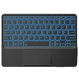 CACOE Tastatur mit Touchpad, QWERTZ Tastatur Kabellose mit 7 Farben Beleuchtete...