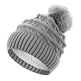 Sibba Bommelmütze für Frauen Winter Beanie HüTe Thermo Fleece Gefüttert...