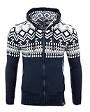 Reslad Herren Grobstrick Norweger Pullover Winter Strickjacke Kapuzenpullover...