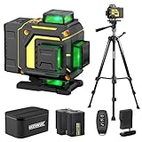 Kreuzlinienlaser mit Stativ, 4D 16 Linienlaser Grün Kreuzlaser 4x360° Laser...