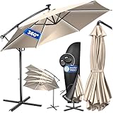 KESSER® Alu Ampelschirm LED Solar Ø350cm Inkl. Abdeckung Fernbedienung...