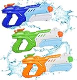 Quanquer Wasserpistole für Kinder - 3 Stücke Wasserspritzpistole 600ML mit 10...