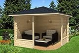 Alpholz 5-Eck Gartenlaube Maik-28 aus Massiv-Holz, Gartenhaus mit 28 mm...