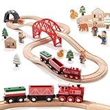 Giant bean Holzeisenbahn Set für Kleinkinder, 36 Pcs Wald Themen Holzeisenbahn...